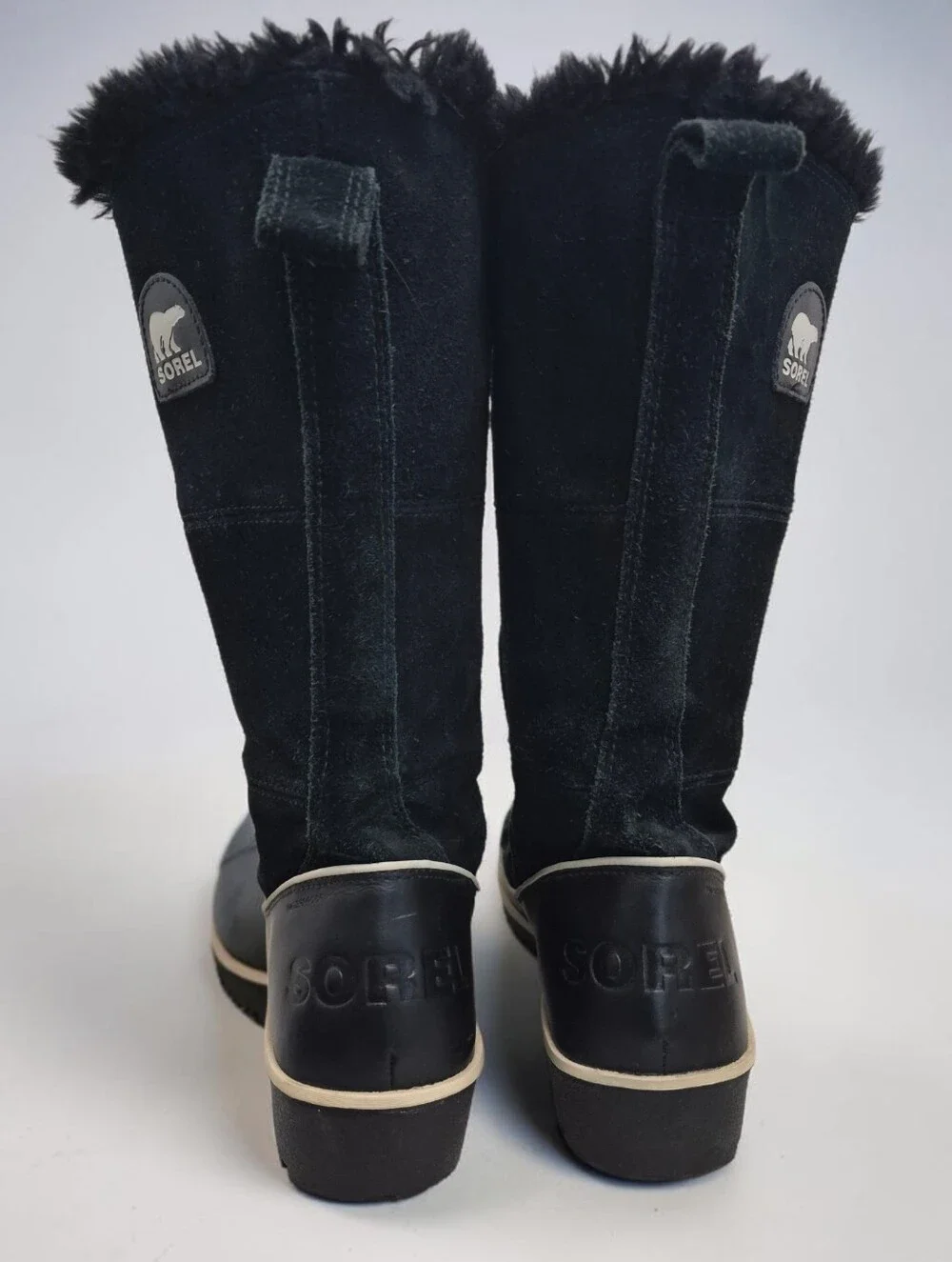 Sorel Tivoli High II Waterproof Suede Black winter Boots Size 8  Faux Fur Snow